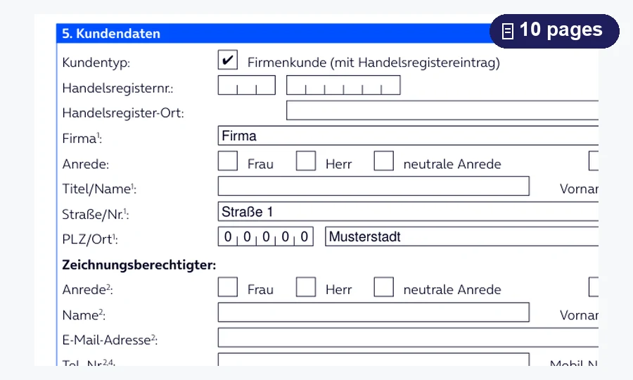 A dense multi-section form