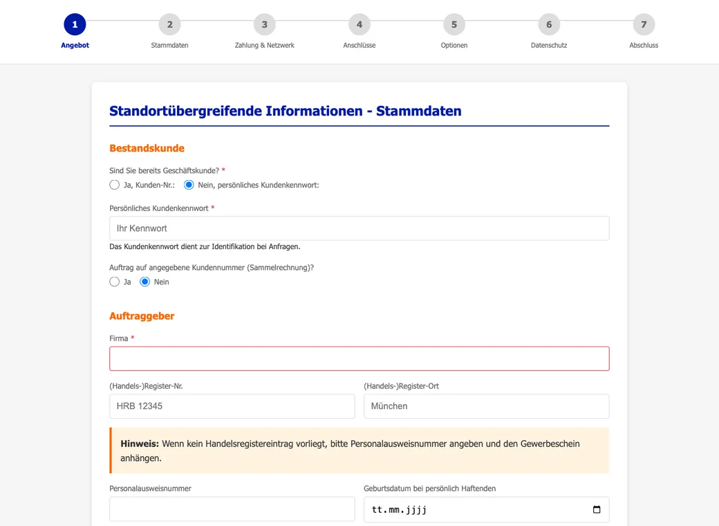 The clickable HTML prototype (multi-step form)